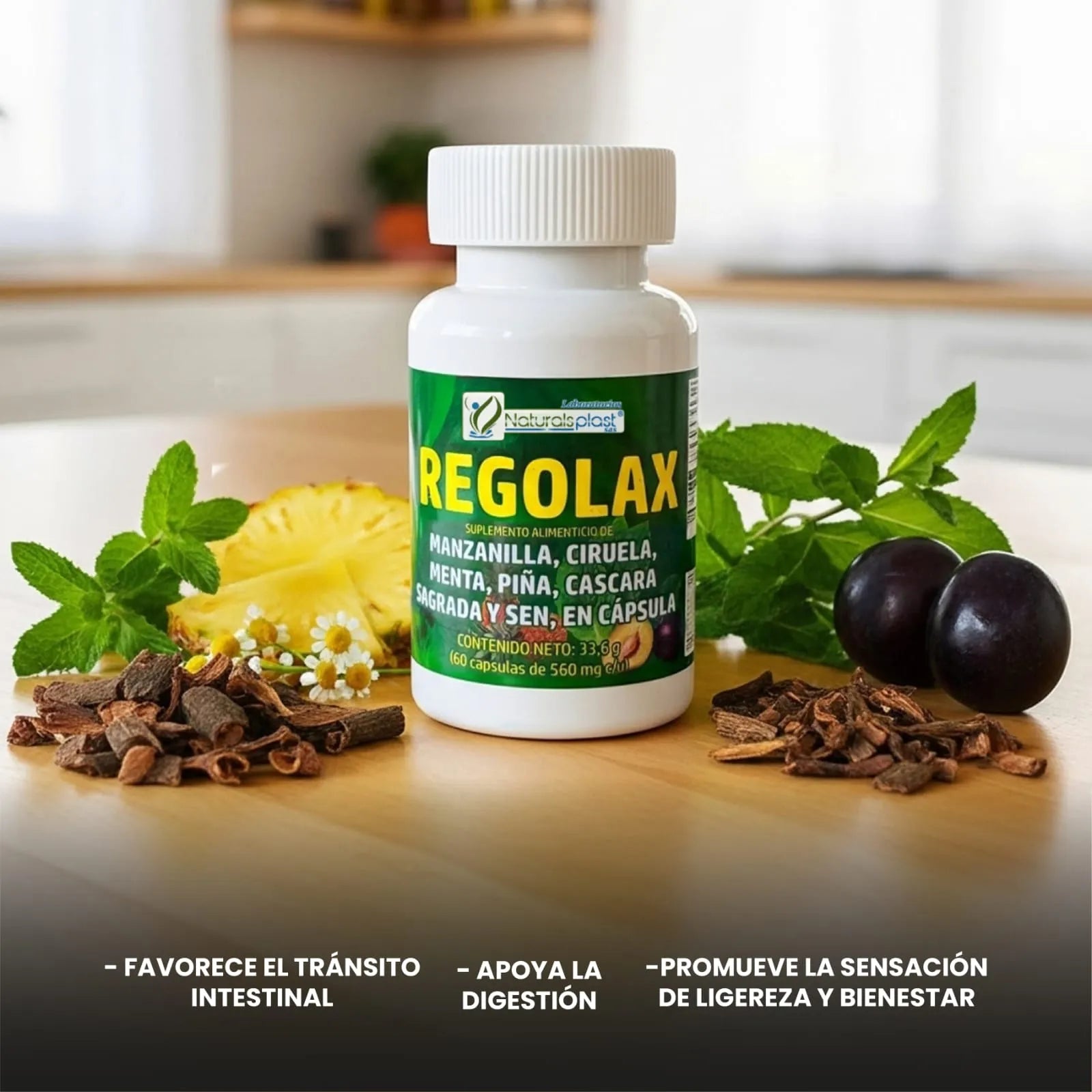 Mejora la Digestión y Alivia El Estreñimiento de forma natural (60 Capsulas)