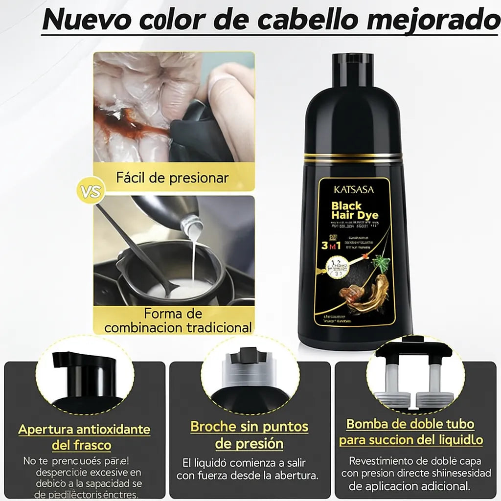Champú 3 en 1 que cubre canas y nutre tu cabello