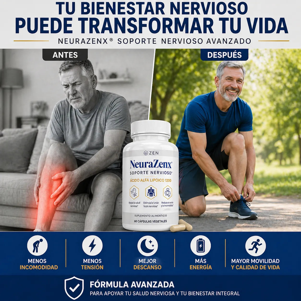 Recupera la sensación de tus pies y manos en 21 días (o menos) sin quimicos ni efectos secundarios (120 cápsulas)