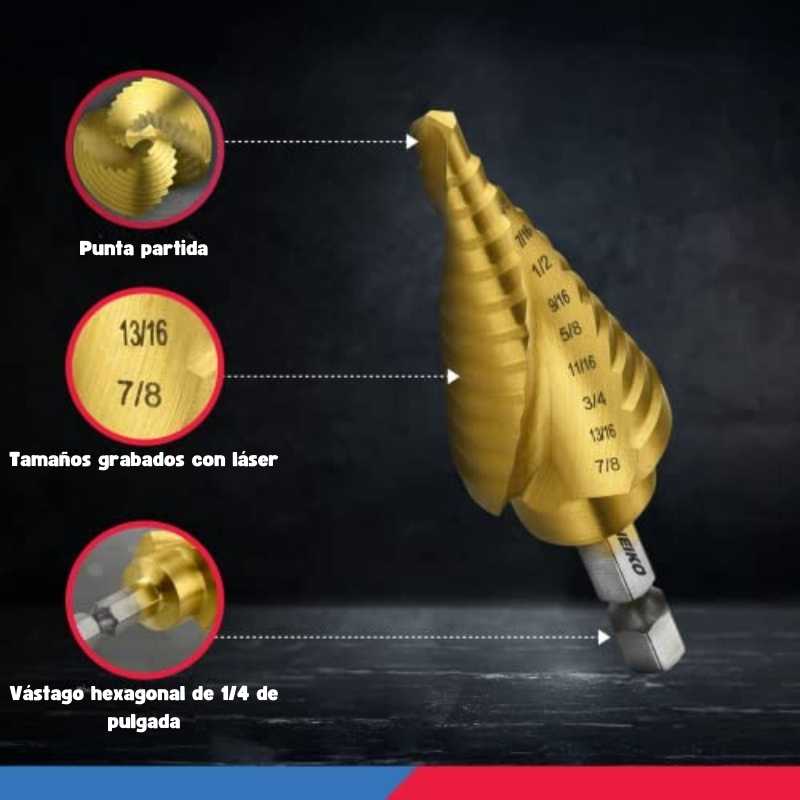 DrillFast Pro® - Broca Escalonada: Rápida, Precisa y Duradera (3 Unidades)