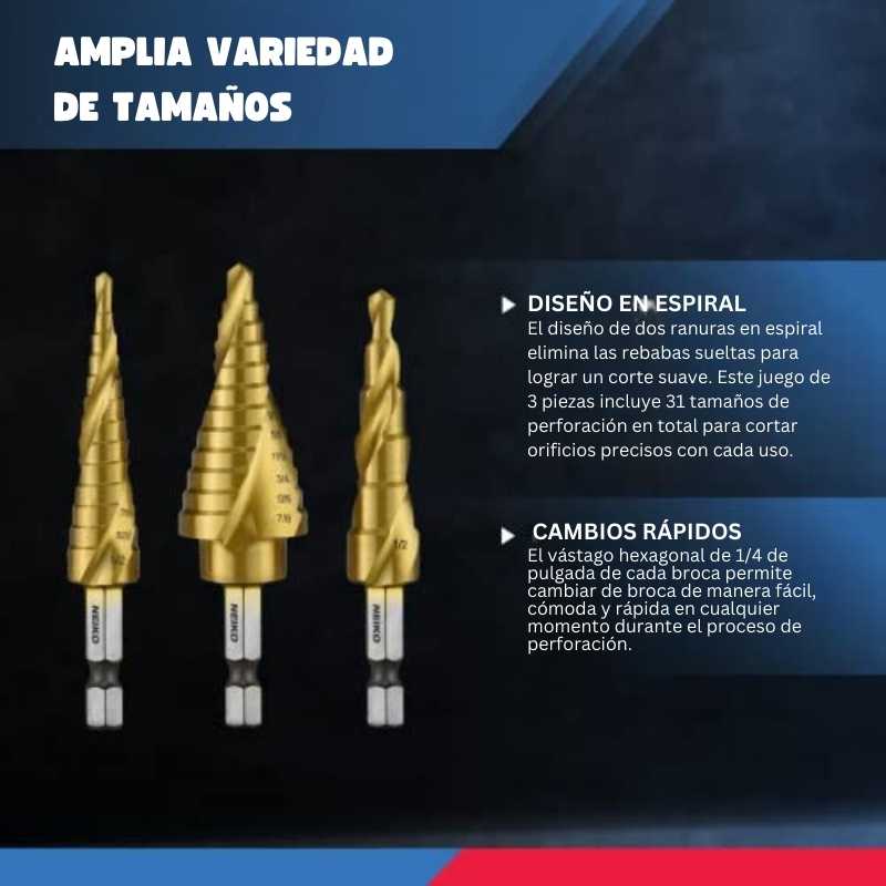 DrillFast Pro® - Broca Escalonada: Rápida, Precisa y Duradera (3 Unidades)