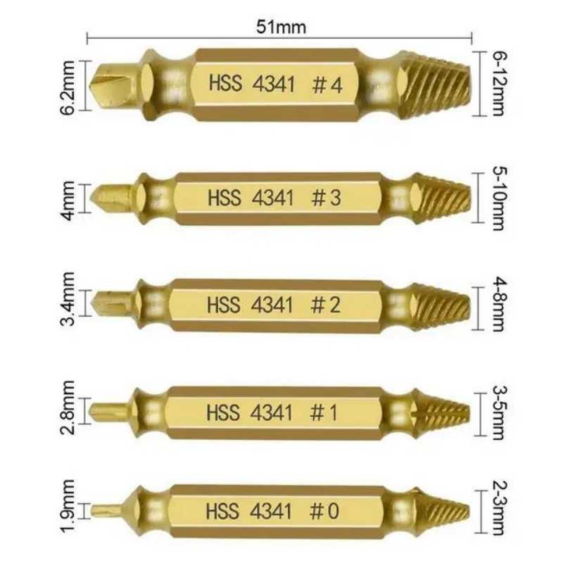 ExtractorPlus®: Solución Inmediata a Tornillos Dañados (5 Pcs)