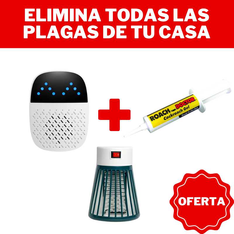 PlagaFree Pro® - Lampara UV + Repelente Ultrasonico + Exterminador de cucarachas